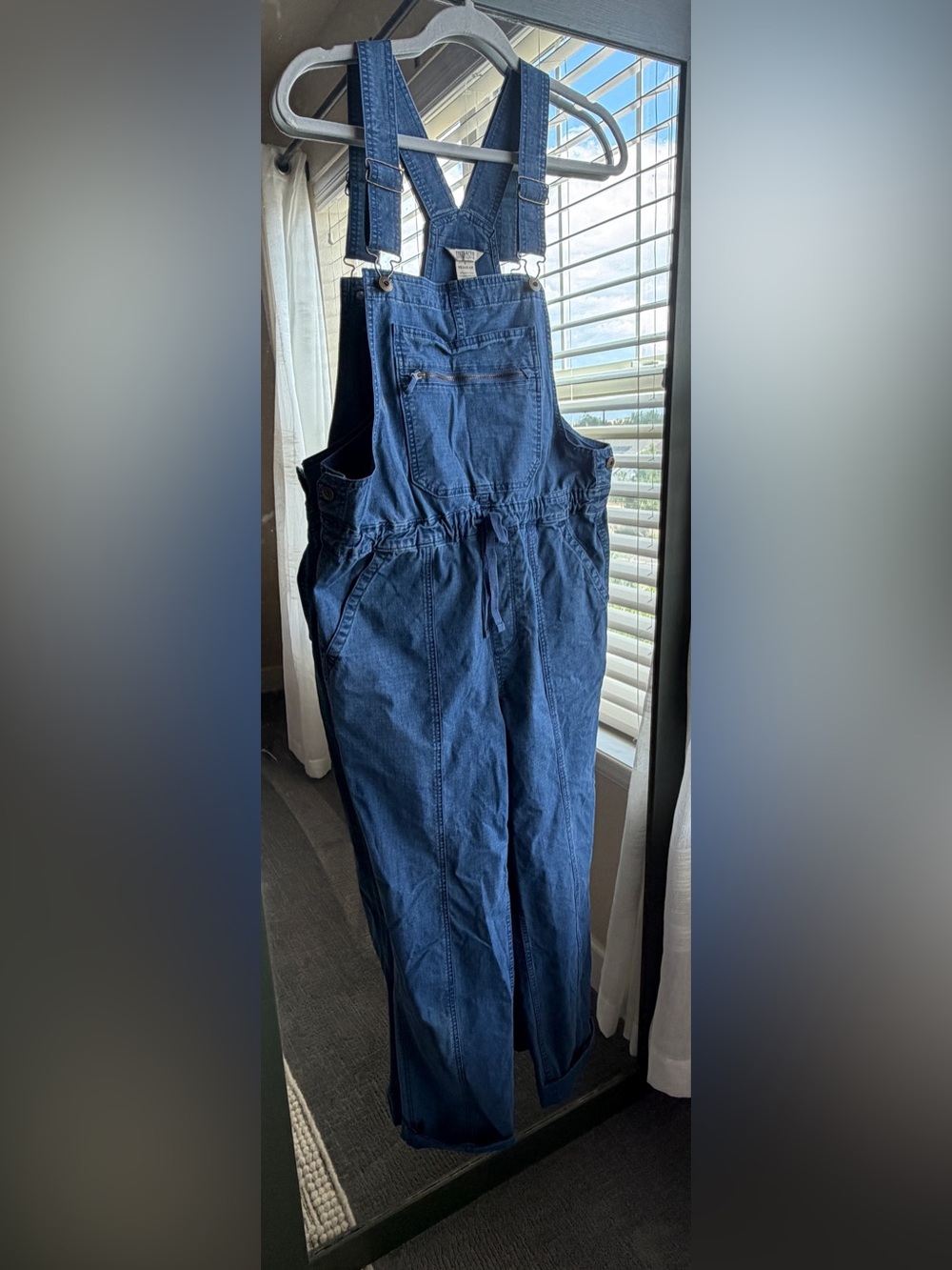 DULUTH TRADING CO Daily Denim Drawstring Overalls Jumpsuit Utility Bibs - Picture 2 of 5